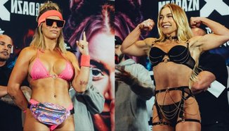 Пейдж Ванзант и Ел Брук се разголиха за двубоя си за титлата на Misfits Boxing този уикенд