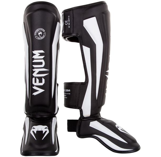 Протектори за крака - VENUM ELITE STANDUP SHINGUARDS - BLACK/WHITE​