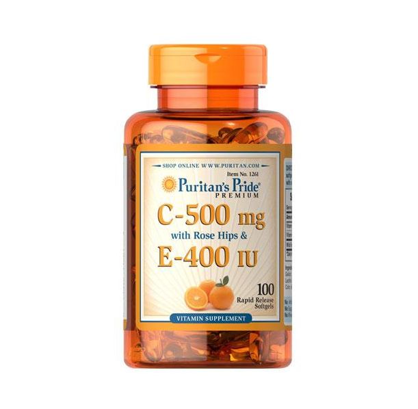 Puritan's Pride - Vitamin C E 500mg/400 IU Rose Hips / 100 таблетки​