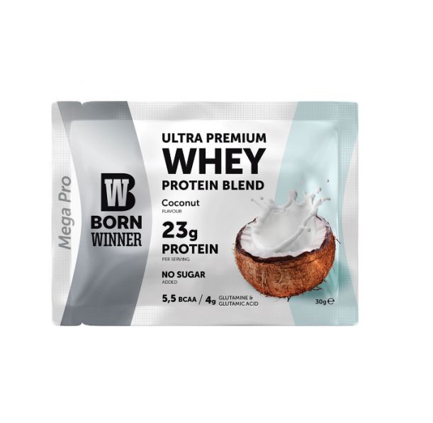 12 x Born Winner Суроватъчен протеин на прах - Кокос 30 гр.
