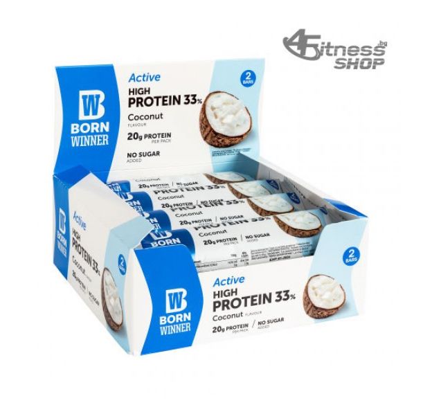 BORN WINNER Active High Protein Bar 33% coconut 12x60 гр