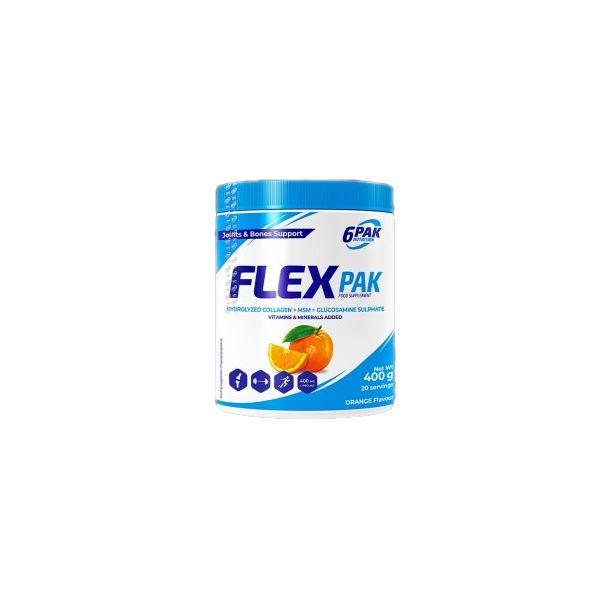 6PAK Nutrition - Flex Pak Powder | Collagen & Glucosamine, Chondroitin, MSM, Hyaluronic Acid / 400 грама, 20 дози