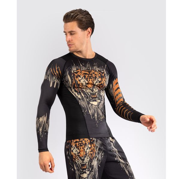 Рашгард - Venum Tiger Men's Long Rashguard - Black/Neon Orange​
