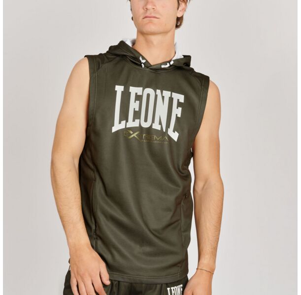 Суитшърт без ръкави - Leone LOGO hooded sleeveless sweatshirt - ABX110 - Green