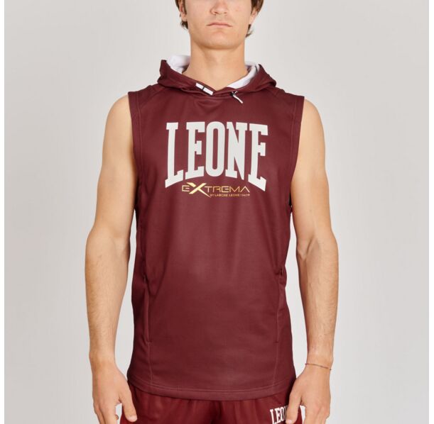 Суитшърт без ръкави - Leone LOGO hooded sleeveless sweatshirt - ABX110 - Bordeaux​