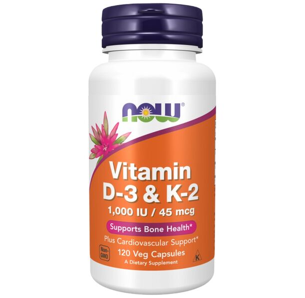 NOW Foods - Vitamin D-3 1000 IU + K-2 45 mcg (120 дози)