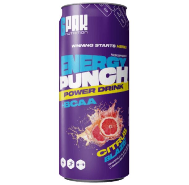 6PAK Nutrition - Energy Punch Power Drink | with BCAA & Caffeine