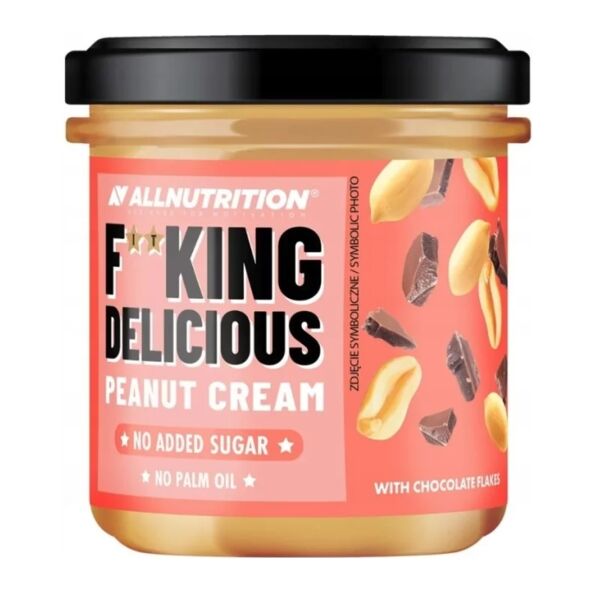 AllNutrition F**king Delicious Peanut Cream White Peanut Flakes  - Фъстъчен крем с Шоколадови Люспи, Разфасовка 350g