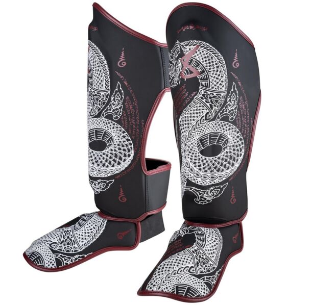 Протектори за крака - 8 WEAPONS Shin Guards Sak Yant Naga - Black/Maroon