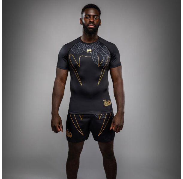 Рашгард -  Venum Serpenti Short Sleeve Rashguard - Black/Silver/Gold​